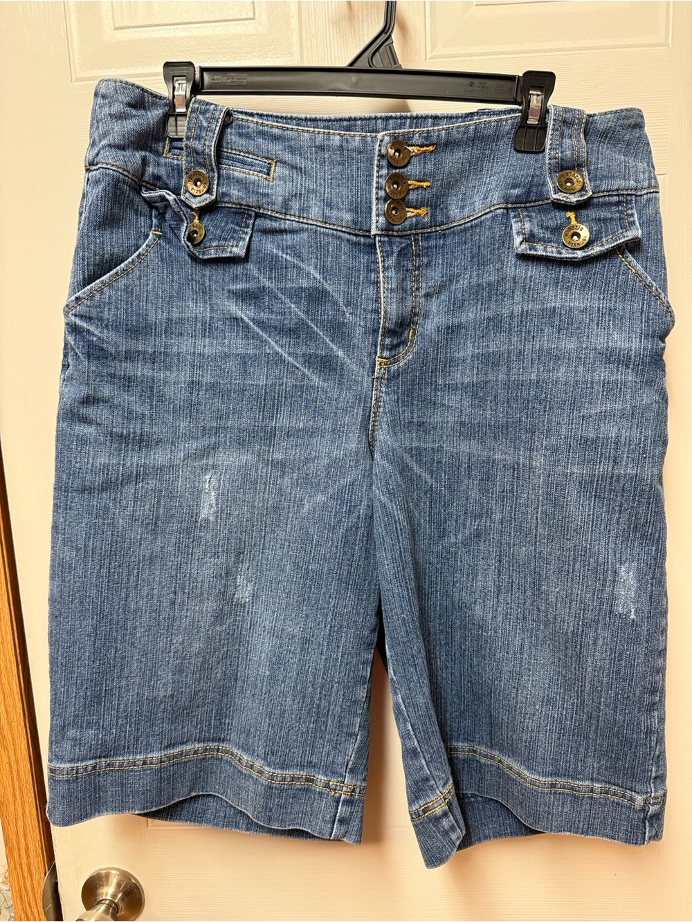 Venezia Y2K Blue Denim Bermuda Jean Shorts Distressed High Waisted Size 18